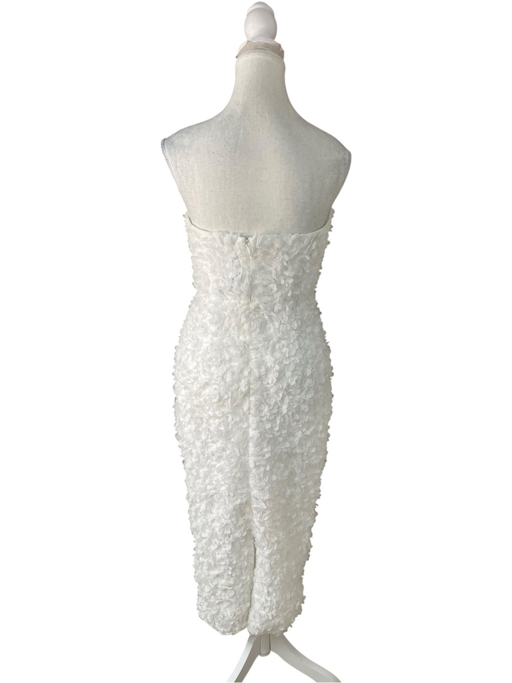 Lulus Gorgeous Mentality 3D Floral Strapless Midi Dress White - Picture 7 of 16